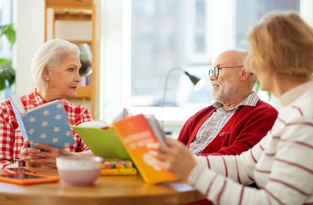 A group of readers gathers together for their book club.
